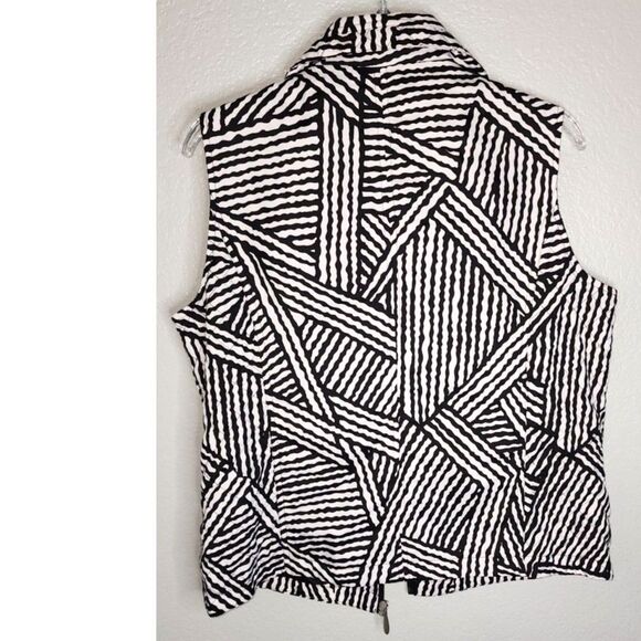 Allison Daley Black & White Zebra Print Zipper Front Quilted Vest Size 10 - Picture 2 of 6